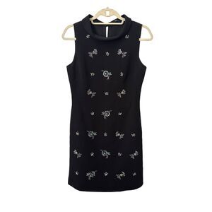 KAREN‎ MILLEN Floral Embroidered Sleeveless Mini Dress Black Sz6